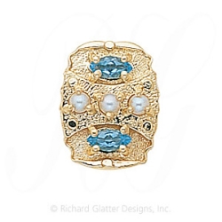 GS268 PL/BT - 14 Karat Gold Slide with Pearl center and Blue Topaz accents 